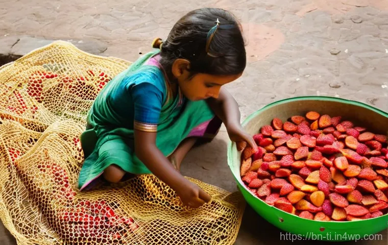 가족과 함께 하는 건조 식품 제조 체험 - **Prompt 1: Joyful Family Food Drying Tradition**
    "A multi-generational Bengali family, includin...