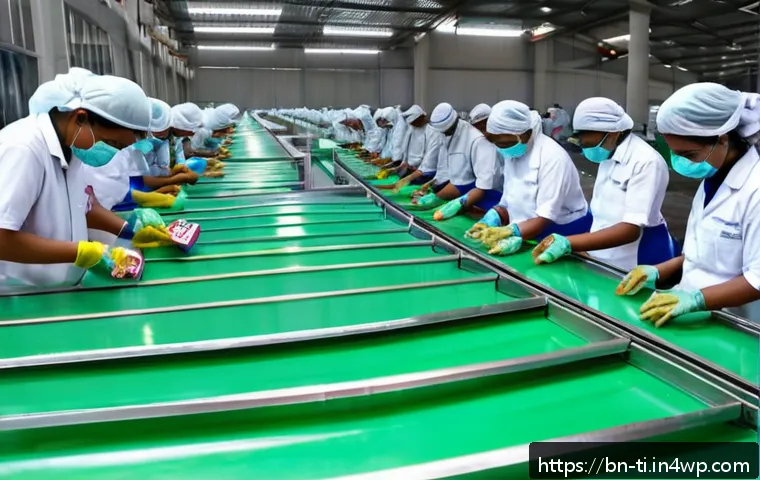 건조 식품 제조의 법적 규제 및 인증 기준 - A clean and modern dry food production factory interior in Bangladesh, showing workers wearing hygie...