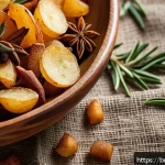 Home 21 건조 식품의 새로운 맛을 찾다 - A close-up, high-resolution image of a vibrant dry snack mix featuring golden, crunchy dry fried pot...