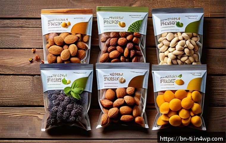 건조 식품과 관련된 소비자 트렌드 분석 - A vibrant and detailed close-up of assorted organic dry fruits and nuts displayed in eco-friendly bi...