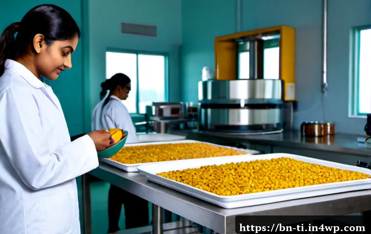 Home 17 건조 식품 제조와 관련된 연구 동향 - Photorealistic food science laboratory researching dried food manufacturing, South Asian researchers...