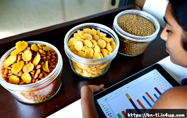 건조 식품 제조를 위한 시장 조사 방법 - Photorealistic market research scene for dried food manufacturing, South Asian entrepreneur examinin...